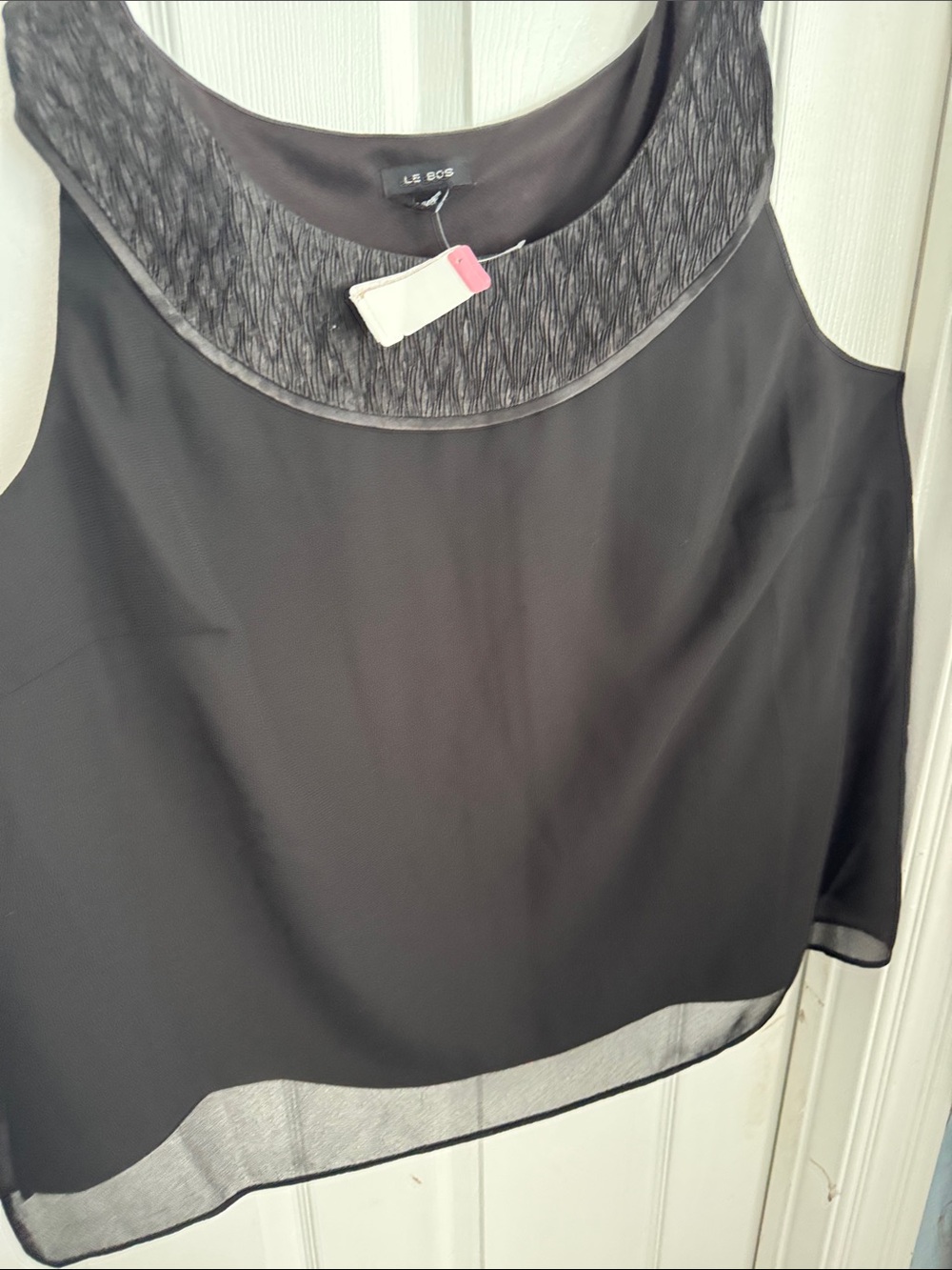 Le Bos Black Sleeveless Chiffon Trim Camisole